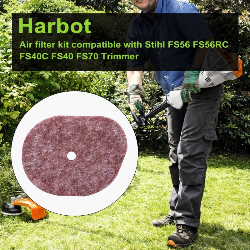 Harbot FS56RC Air Filter for STIHL FS 56 RC FS40C FS56 FS70 KM56RC FS40 KM56 FC56C FC70 FC56 FS50C FS70RC FS50 FS56C Trimmer Parts 4144-124-2800 W Fuel Hose Spark Plug - Image 2